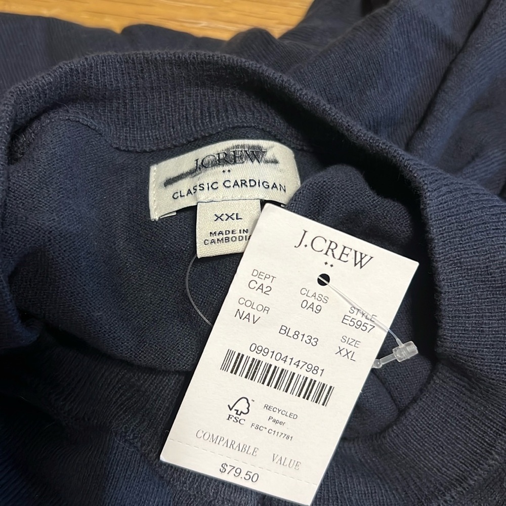 J. crew navy blue cardigan size XXL NEW - Picture 6 of 10
